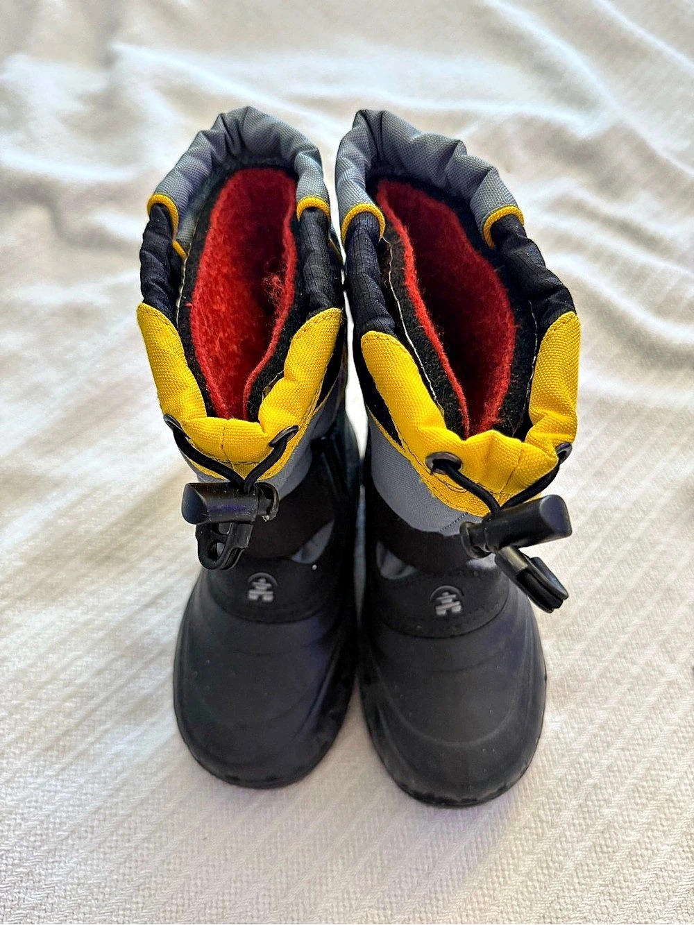 Kamik Kids Winter Snow Boots Size 10 Black Yellow Waterproof EUC